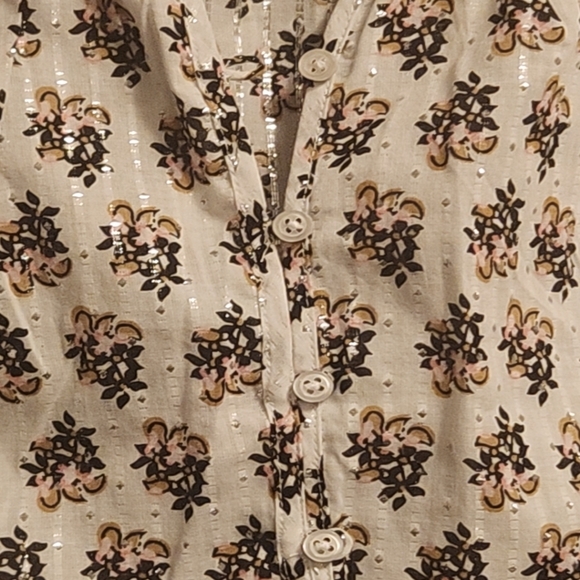 Talbots Floral Print Sleeveless Blouse With Black & Metallic Accents - NWT - Picture 8 of 8